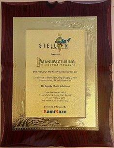 Award: Excellence in Manufacturing Supply Chain for Automobiles/FMCG/Chemicals (wooden plaque)