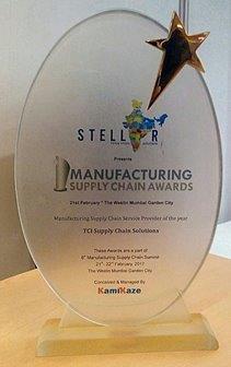 Award: Manufacturing Supply Chain Service Provider of the year (oval glass trophy)